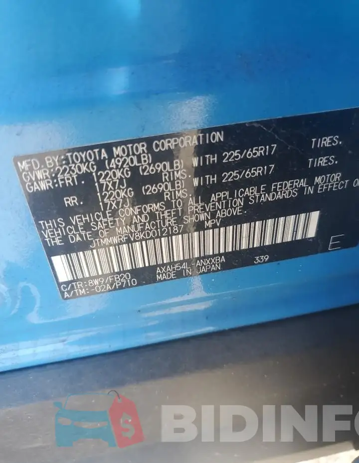 JTMMWRFV8KD012187 Photo# 14