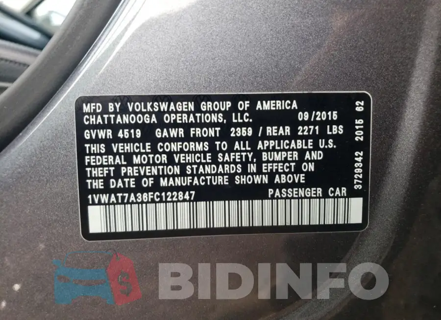 1VWAT7A36FC122847 Photo# 12