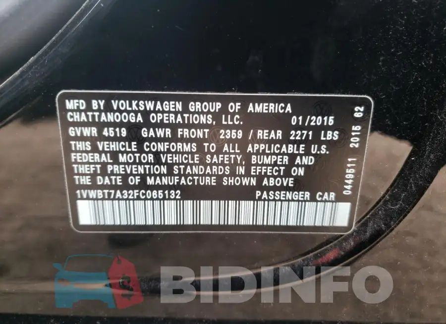 1VWBT7A32FC065132 Photo# 12
