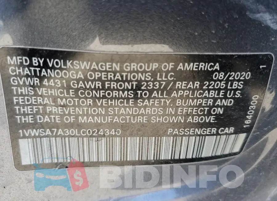 1VWSA7A30LC024340 Photo# 13