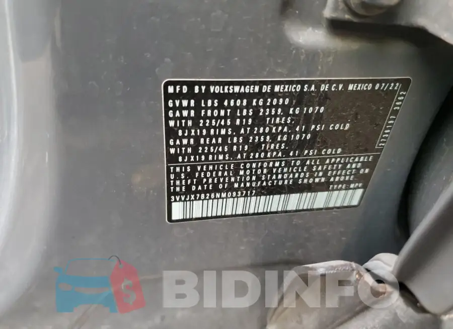 3VVJX7B26NM093717 Photo# 12