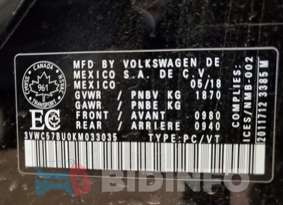 3VWC57BU0KM033035 Photo# 13
