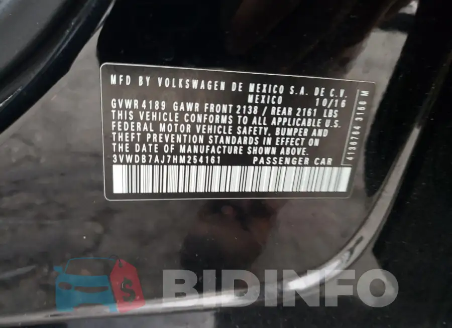 3VWDB7AJ7HM254161 Photo# 12