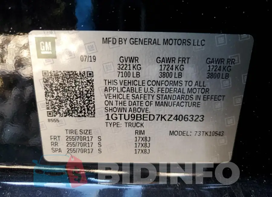 1GTU9BED7KZ406323 Photo# 13