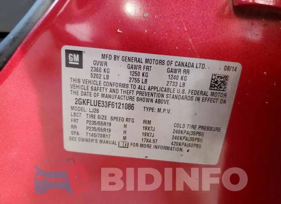2GKFLUE33F6121086 Photo# 13