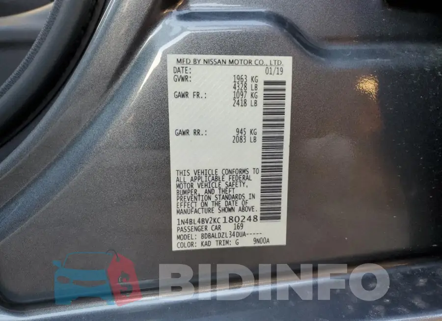 1N4BL4BV2KC180248 Photo# 12