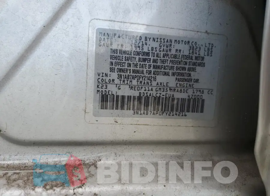 3N1AB7AP0FY214216 Photo# 12