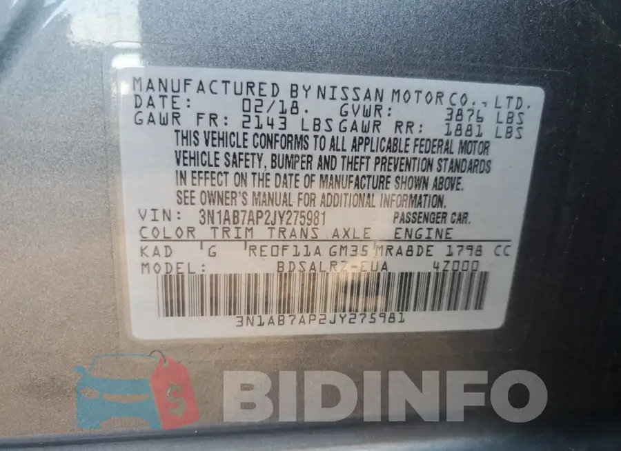 3N1AB7AP2JY275981 Photo# 12