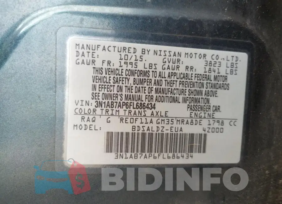 3N1AB7AP6FL686434 Photo# 12