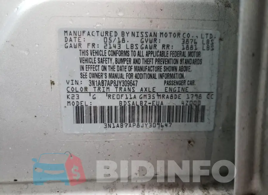 3N1AB7AP8JY309647 Photo# 12