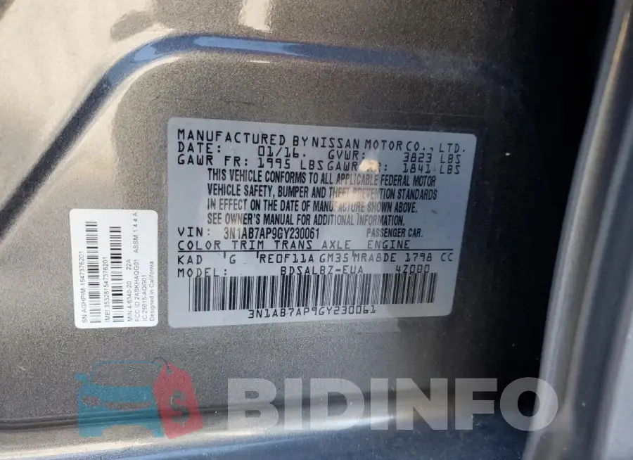 3N1AB7AP9GY230061 Photo# 12
