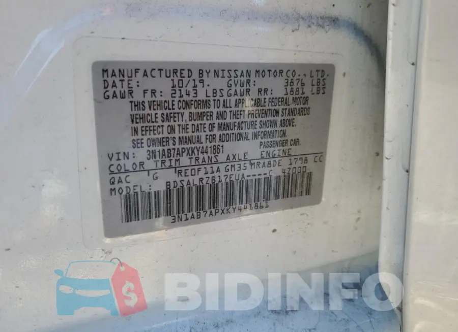 3N1AB7APXKY441861 Photo# 12