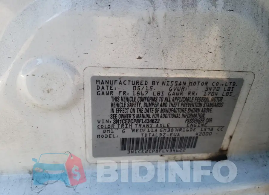 3N1CE2CP8FL434622 Photo# 13