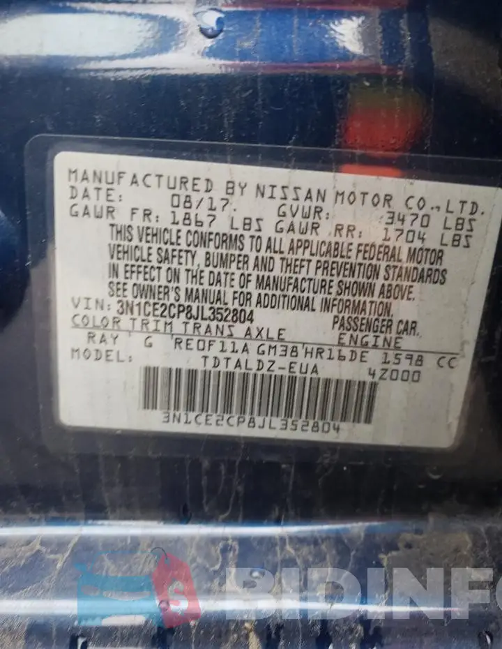 3N1CE2CP8JL352804 Photo# 13