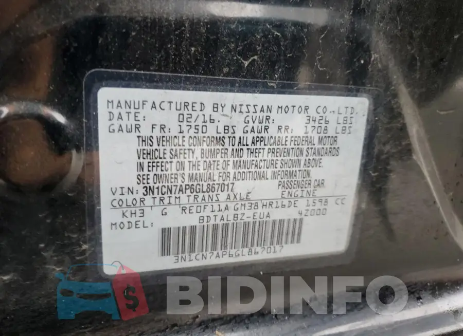 3N1CN7AP6GL867017 Photo# 12