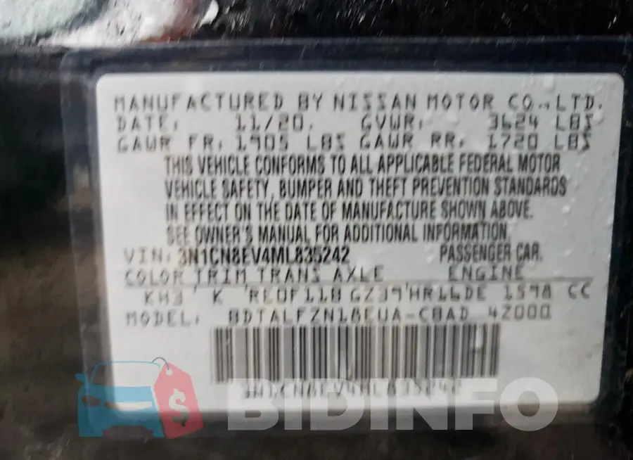 3N1CN8EV4ML835242 Photo# 12
