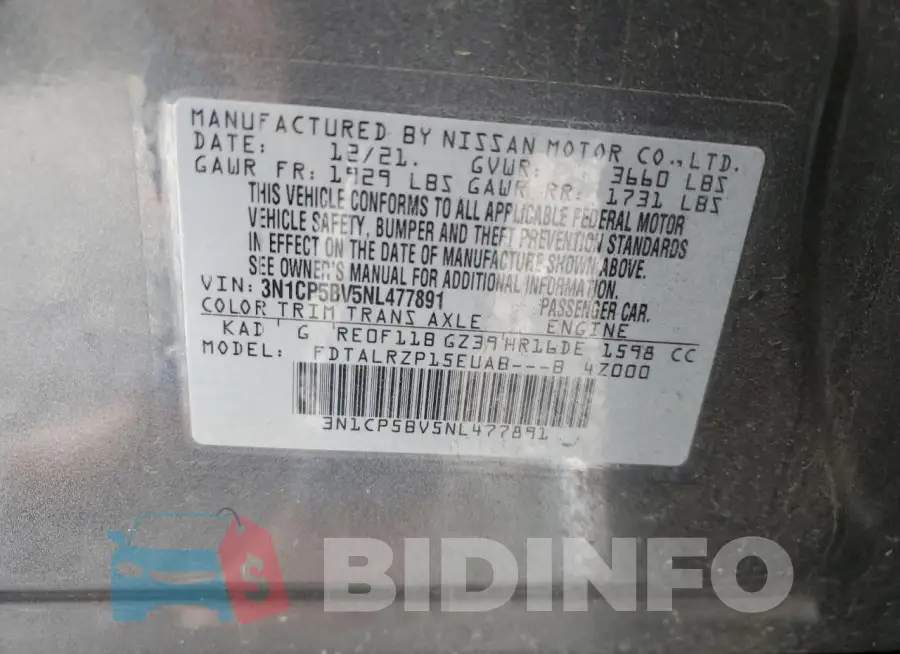 3N1CP5BV5NL477891 Photo# 13