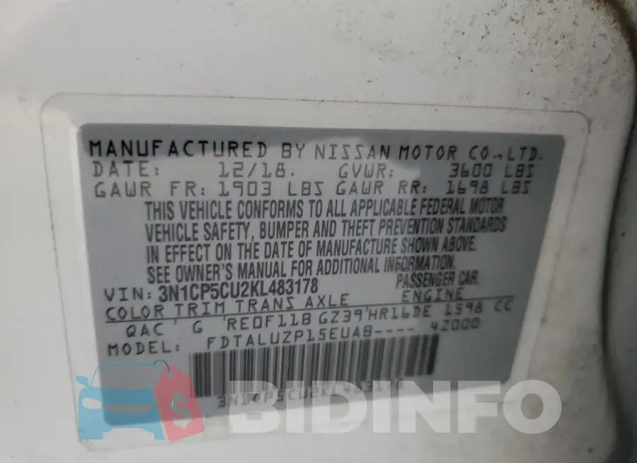 3N1CP5CU2KL483178 Photo# 13