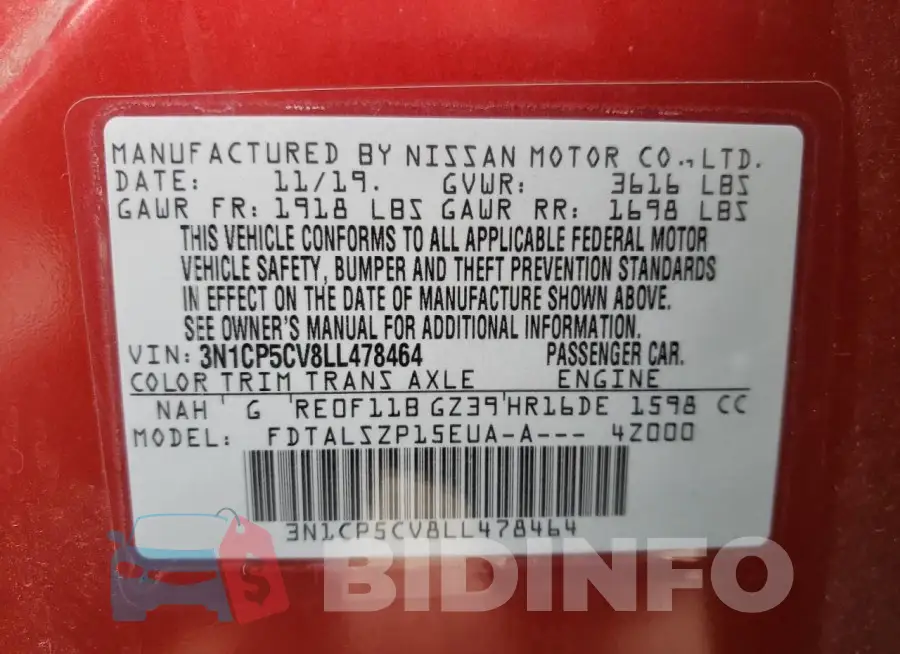 3N1CP5CV8LL478464 Photo# 14
