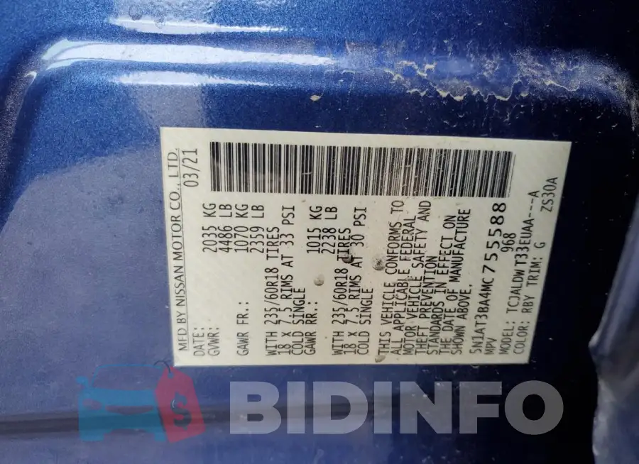 5N1AT3BA4MC755588 Photo# 13
