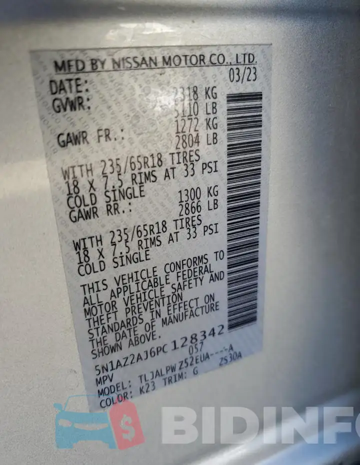 5N1AZ2AJ6PC128342 Photo# 13