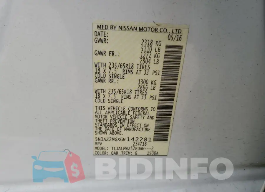5N1AZ2MGXGN142281 Photo# 13