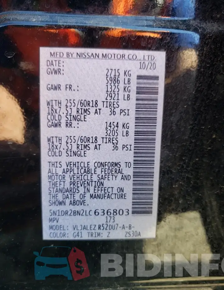 5N1DR2BN2LC636803 Photo# 14