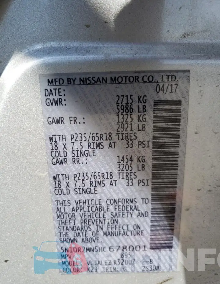 5N1DR2MN5HC678001 Photo# 14