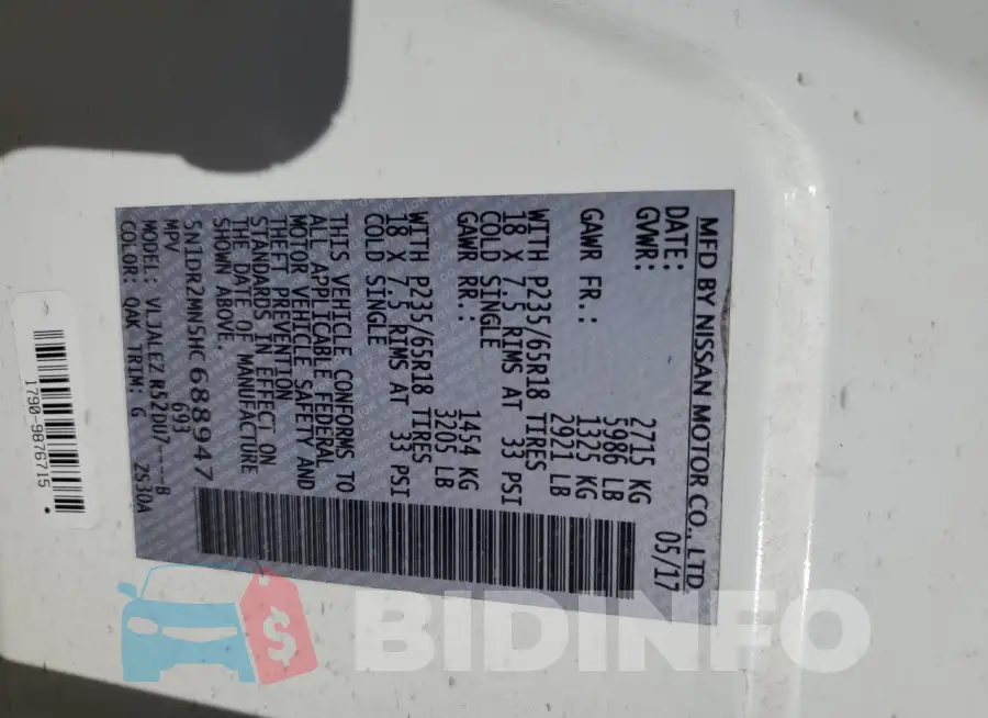 5N1DR2MN5HC688947 Photo# 13