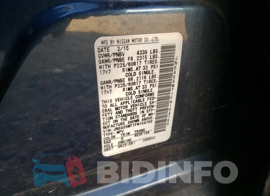 JN8AS5MT1FW154789 Photo# 12
