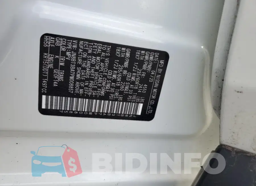 JN8BT3BA7PW008857 Photo# 13