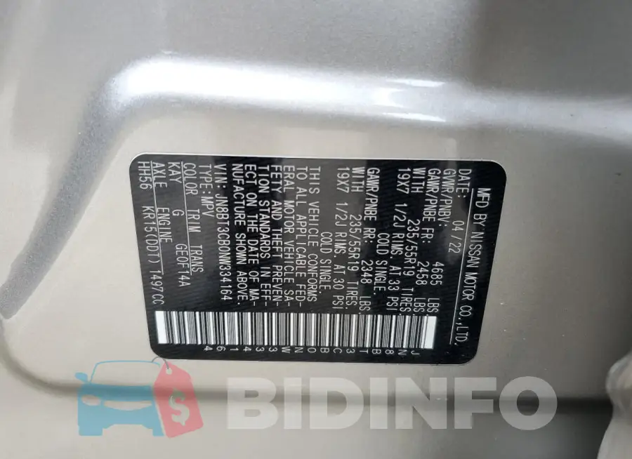 JN8BT3CB0NW334164 Photo# 13