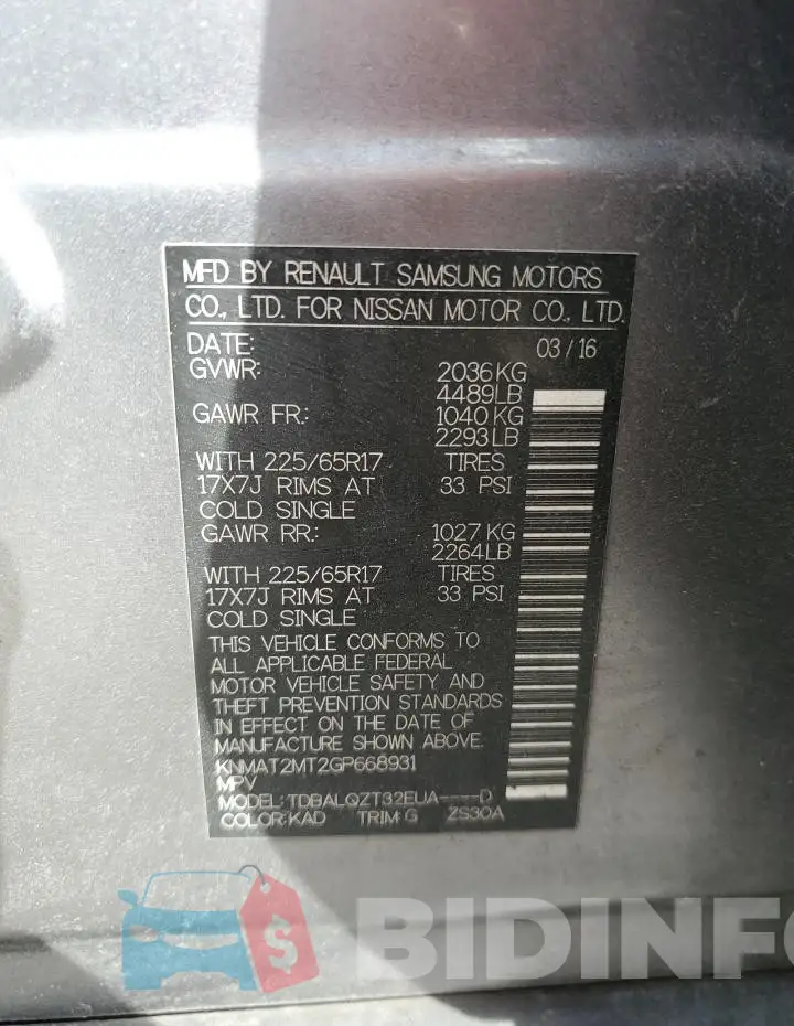 KNMAT2MT2GP668931 Photo# 14