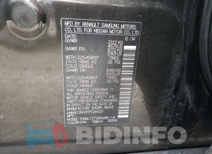KNMAT2MV1FP526425 Photo# 13