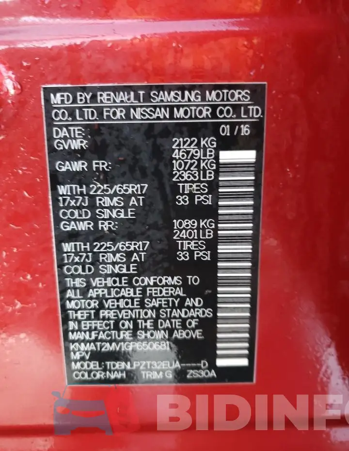 KNMAT2MV1GP650681 Photo# 12