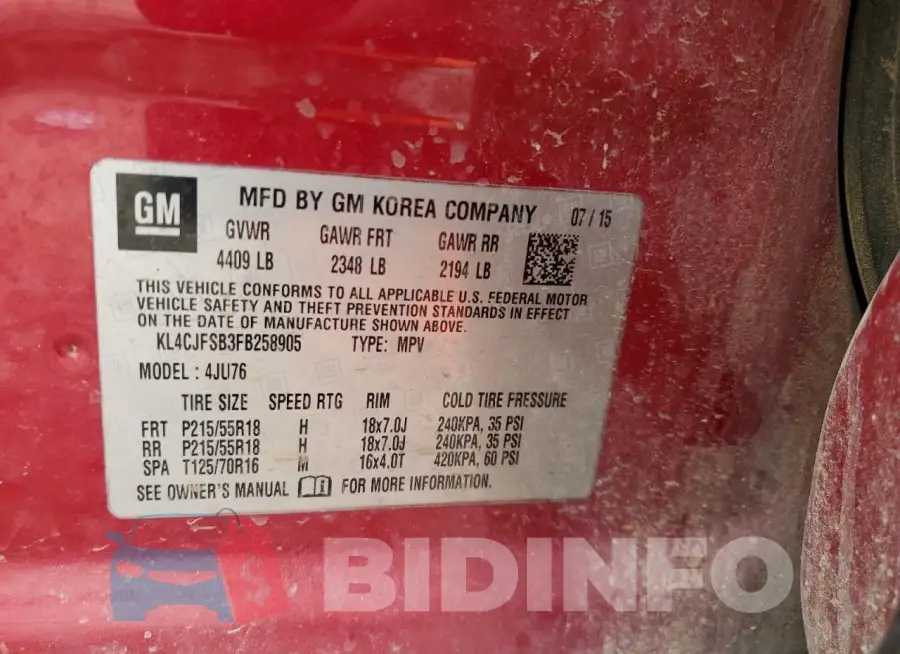 KL4CJFSB3FB258905 Photo# 12
