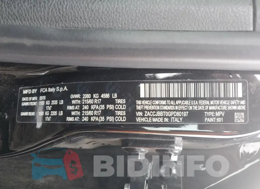 ZACCJBBT0GPD80197 Photo# 12
