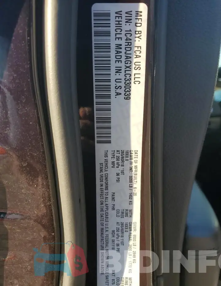 1C4RDJAGXLC330339 Photo# 13