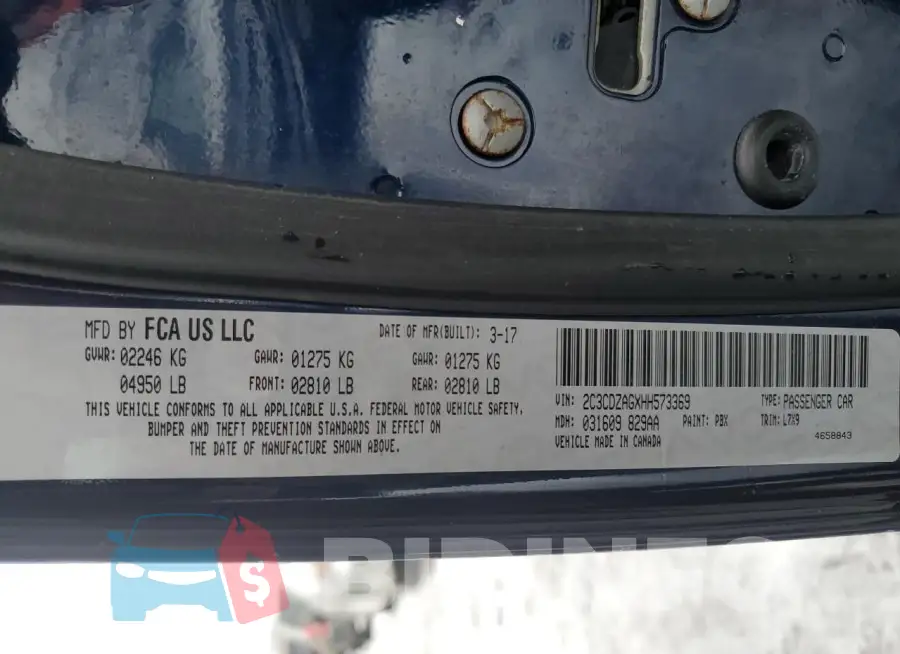 2C3CDZAGXHH573369 Photo# 12