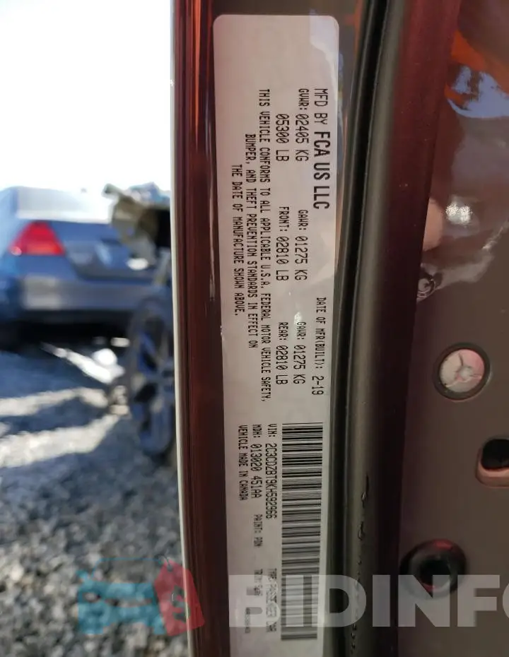 2C3CDZBT9KH592966 Photo# 12