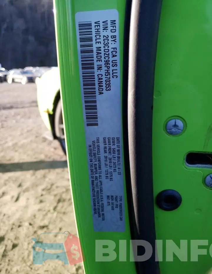 2C3CDZC96PH570353 Photo# 12