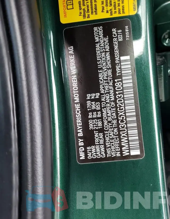 WMWXU3C5XG2D31081 Photo# 12