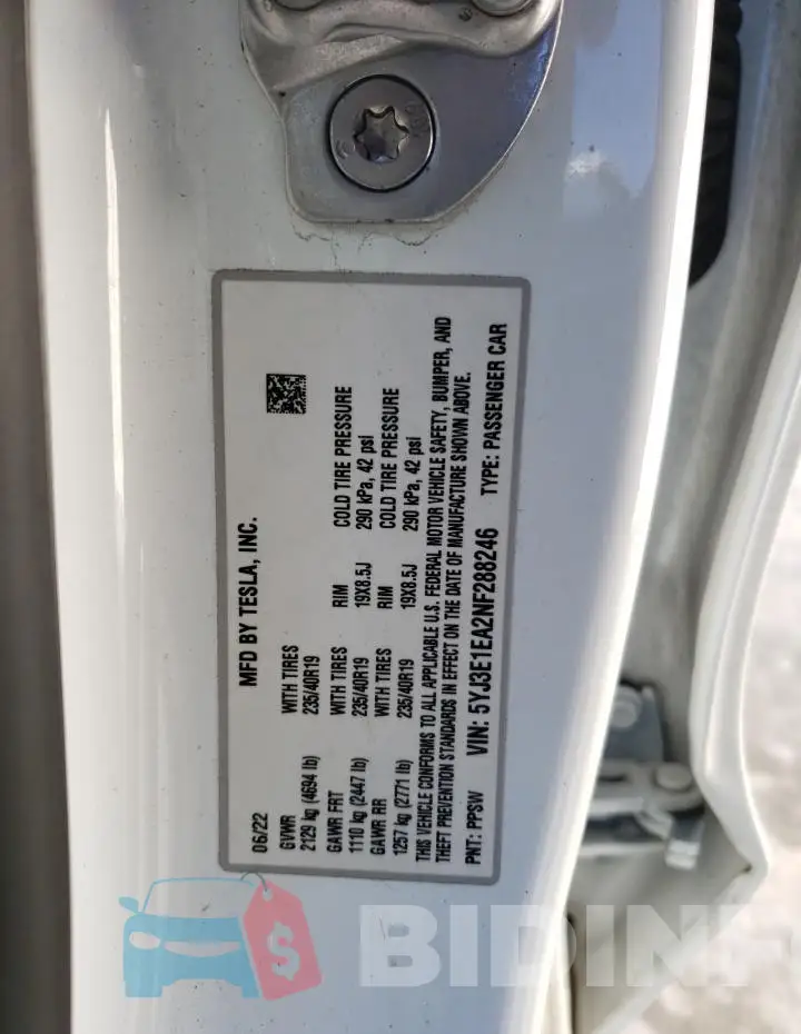5YJ3E1EA2NF288246 Photo# 12