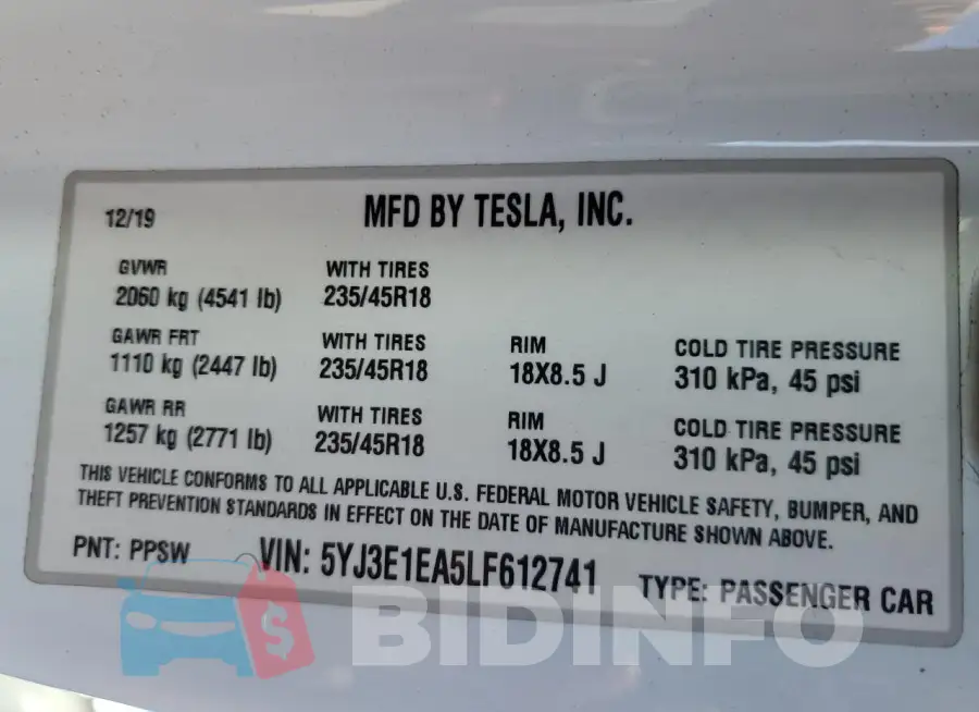 5YJ3E1EA5LF612741 Photo# 12