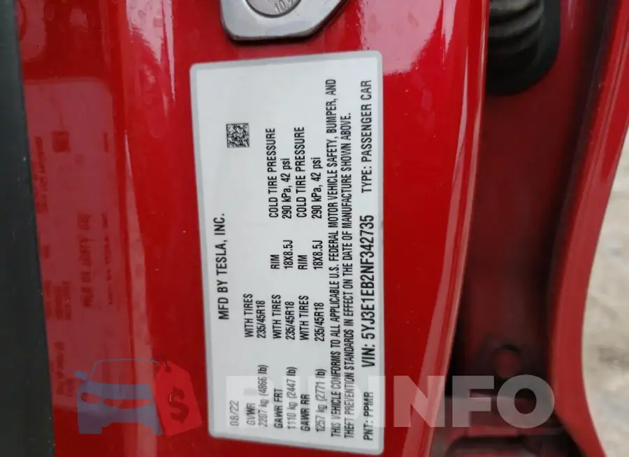 5YJ3E1EB2NF342735 Photo# 12