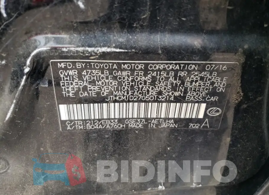 JTHCM1D27G5013214 Photo# 12