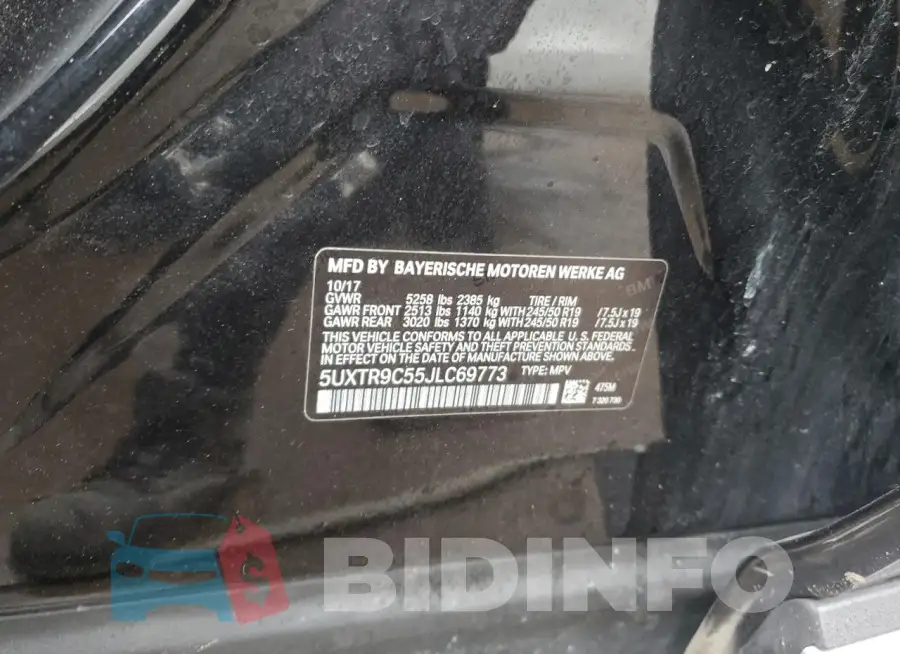 5UXTR9C55JLC69773 Photo# 13