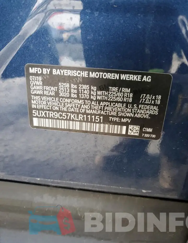 5UXTR9C57KLR11151 Photo# 12