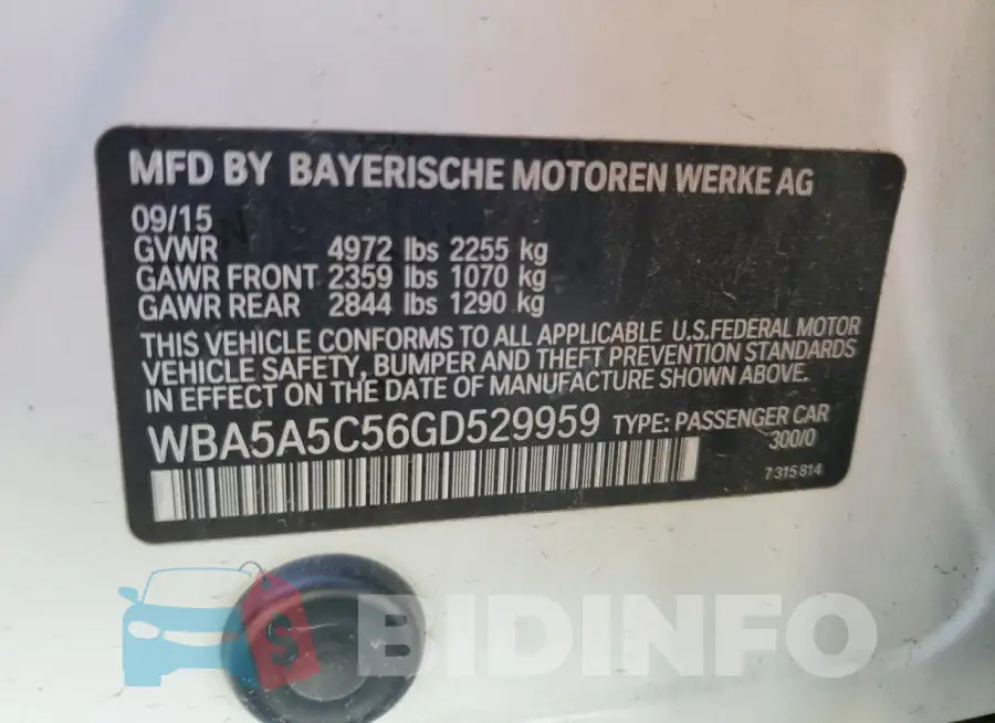 WBA5A5C56GD529959 Photo# 12