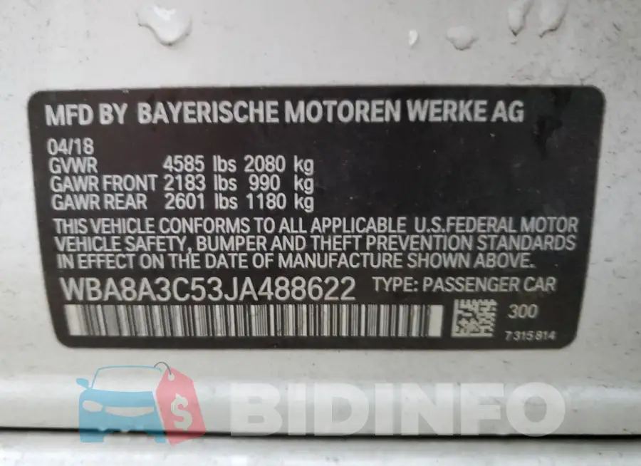 WBA8A3C53JA488622 Photo# 12